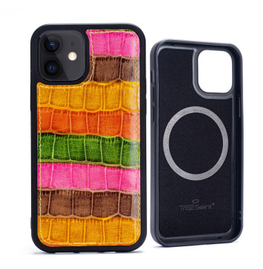 Coque iPhone 12 Mini Cuir Façon Crocodile