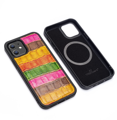 iPhone 12 Mini Leather Case Crocodile Pattern