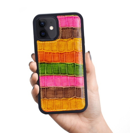 iPhone 12 Mini Leather Case Crocodile Pattern