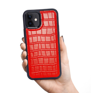 iPhone 12 Mini Leather Case Crocodile Pattern