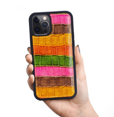 iPhone 12 / 12 Pro Leather Case Crocodile Pattern