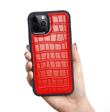 iPhone 12 / 12 Pro Leather Case Crocodile Pattern