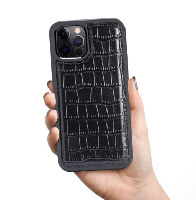 iPhone 12 Pro Max Leather Case Crocodile Pattern