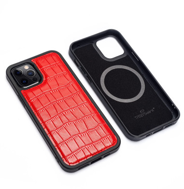iPhone 12 Pro Max Leather Case Crocodile Pattern