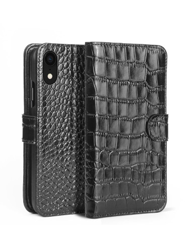 Leather Wallet iPhone XS Max Crocodile Pattern
