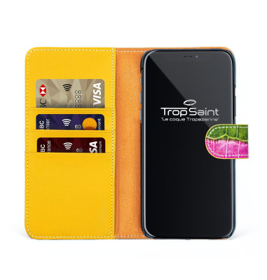 Leather Wallet iPhone 11 Pro Crocodile Pattern