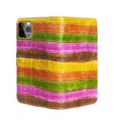 Leather Wallet iPhone 11 Pro Max Crocodile Pattern