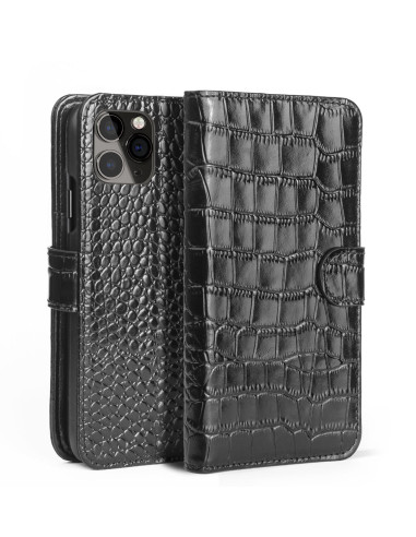 Leather Wallet iPhone 11 Pro Max Crocodile Pattern
