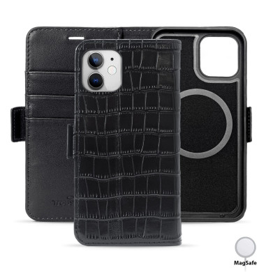 Leather Wallet iPhone 12 Mini Crocodile Pattern