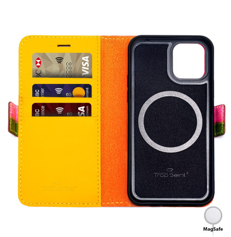 Portefeuille Cuir Multicolore iPhone 12 Pro / 12 Façon Crocodile