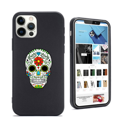 Personalised Black Silicone Case for iPhone Skull Flower| Trop Saint