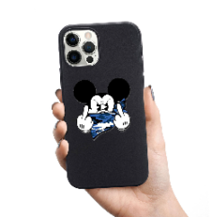 Coque Personnalisée en Silicone Noire iPhone Mickey Mouse | Trop Saint 2