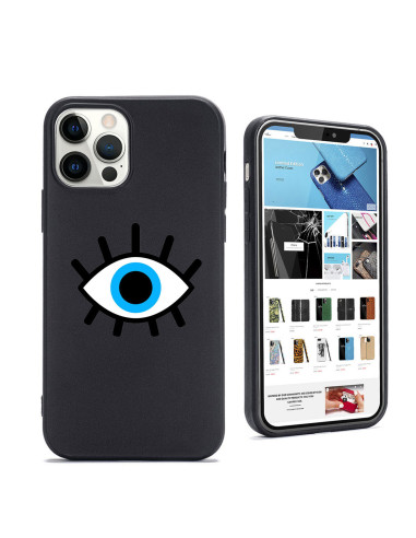 Coque Personnalisée en Silicone Noire pour iPhone Evil Eye|Trop Saint