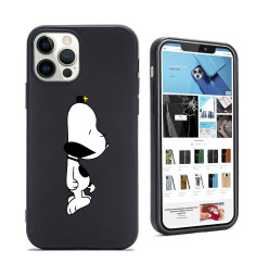 Personalised Black Silicone Case for iPhone Snoopy | Trop Saint