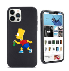 Coque Personnalisée en Silicone Noire iPhone Bart Simpson | Trop Saint