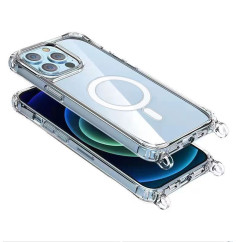 Transparent iPhone Case with Rings and MagSafe For iPhone 15 14 13 12 Pro Max 2