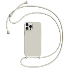 Coque Bandoulière iPhone en Silicone avec Cordon - Beige | Trop Saint