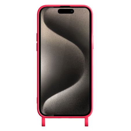 Coque Personnalisable en Silicone avec Anneaux pour iPhone - Rose Fushia