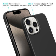Customizable Silicone Case with Rings for iPhone - Black  For iPhone 15 14 13 12 Pro Max 2