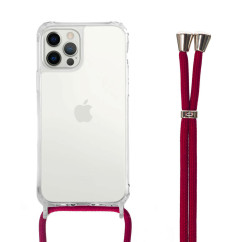 Customizable Crossbody Case for iPhone - Burgundy Lanyard For iPhone 15 14 13 12 Pro Max