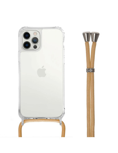 Customizable Crossbody Case for iPhone with Beige Lanyard