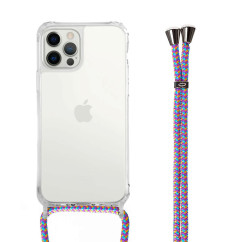 Coque Bandoulière pour iPhone avec Cordon Violet Multicolore