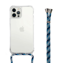 Customizable Crossbody Case for iPhone with Blue Multicolour Lanyard For iPhone 15 14 13 12 Pro Max