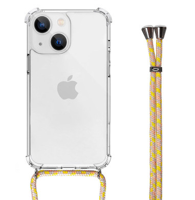 Customizable Crossbody Case for iPhone with Yellow Multicolour Lanyard For iPhone 15 14 13 12 Pro Max