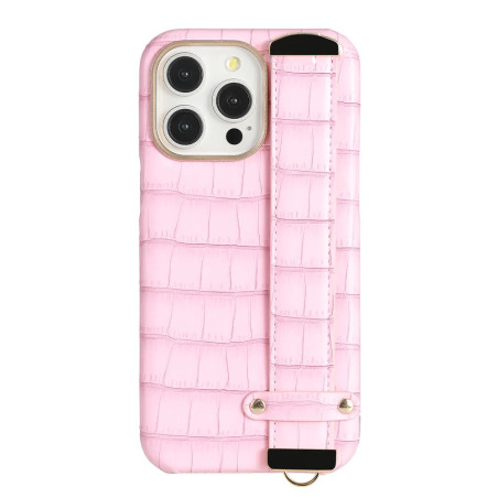 Coque iPhone en cuir rose avec strap
