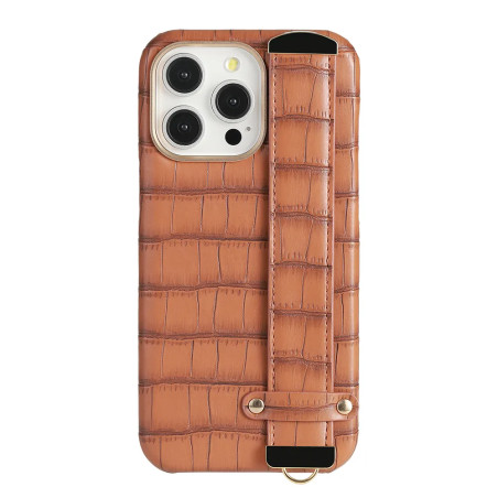 Coque iPhone en cuir marron avec strap