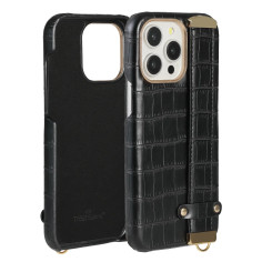 Coque iPhone en cuir noir avec strap 2
