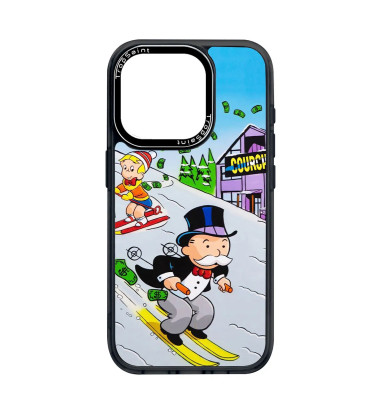 Coque Trop Saint Imprimée pour iPhone MR Monopoly ski