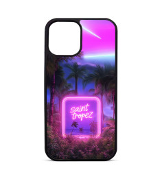 Personalised Case For iPhone 16 15 14Pro Max Saint Tropez Neon Beach Palm Trees