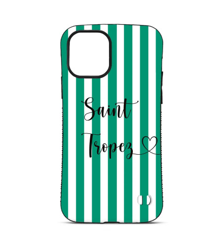 Coque Trop Saint Imprimée pour iPhone 15 14 13 12 Pro Max Saint Tropez jacquemus rayures vert