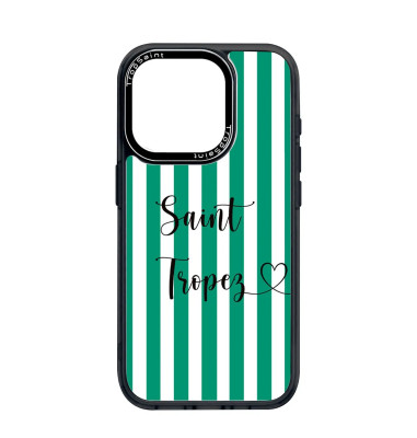 Coque Trop Saint Imprimée pour iPhone 15 14 13 12 Pro Max Saint Tropez jacquemus rayures vert