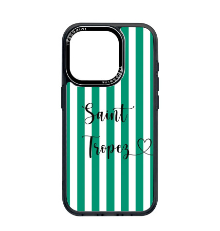 Coque Trop Saint Imprimée pour iPhone 15 14 13 12 Pro Max Saint Tropez jacquemus rayures vert