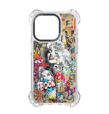 Coque Trop Saint Imprimée pour iPhone 14 15 16 pro Max marilyn monroe graffiti