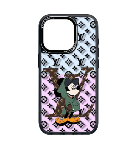 Coque Trop Saint Imprimée pour iPhone 14 15 16 Pro Max Mickey Mouse Louis Vuitton