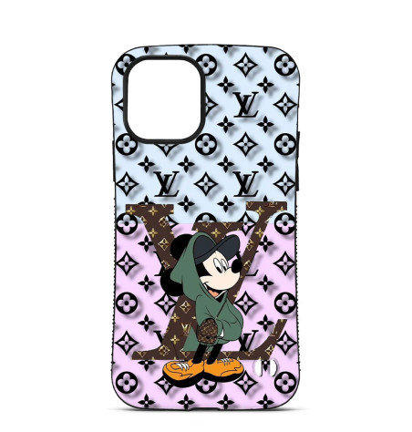 Coque Trop Saint Imprimée pour iPhone 14 15 16 Pro Max Mickey Mouse Louis Vuitton