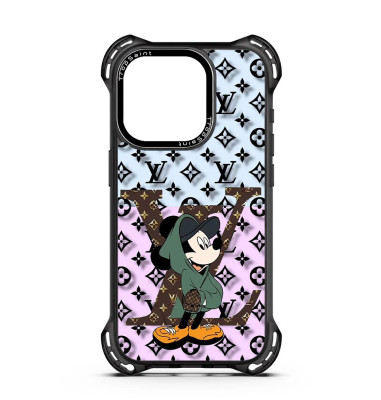 Coque Trop Saint Imprimée pour iPhone 14 15 16 Pro Max Mickey Mouse Louis Vuitton