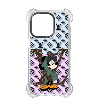 Coque Trop Saint Imprimée pour iPhone 14 15 16 Pro Max Mickey Mouse Louis Vuitton