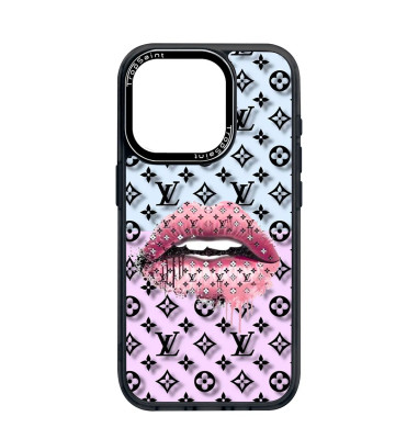 Coque Trop Saint Imprimée pour iPhone 14 15 16 Pro Max Bouche Louis Vuitton