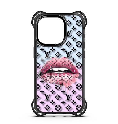 Coque Trop Saint Imprimée pour iPhone 14 15 16 Pro Max Bouche Louis Vuitton
