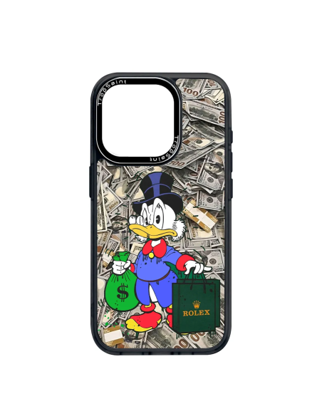 Custom case for iPhone 14 15 16 Pro Max Uncle Scrooge with Rolex Bag and USD