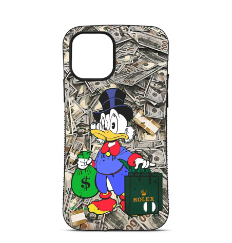 Coque Trop Saint personnalisée pour iPhone 16 15 14 Pro Max Picsou avec Rolex et USD