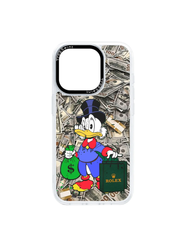 Coque Trop Saint personnalisée pour iPhone 16 15 14 Pro Max Picsou avec Rolex et USD