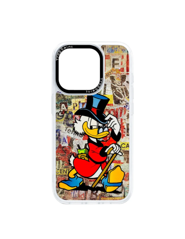 Coque Personalisée pour iPhone 14 15 16 Pro Max Uncle Scrooge Graffiti Background