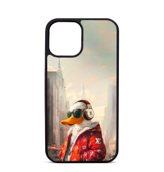Coque Trop Saint Imprimée pour iPhone 14 15 16 Pro Max Donald Duck Picsou Ecouters LV