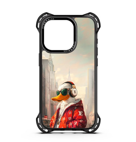 Coque Trop Saint Imprimée pour iPhone 14 15 16 Pro Max Donald Duck Picsou Ecouters LV