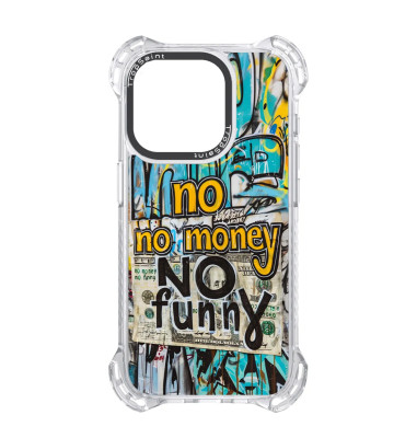 Coque Trop Saint Imprimée pour iPhone 14 15 16 Pro Max No Money No Funny Graffiti